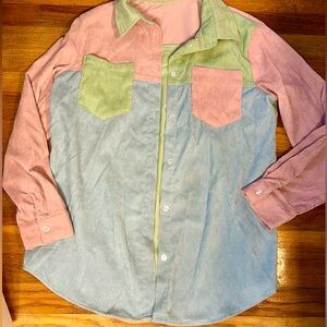 Color block button down